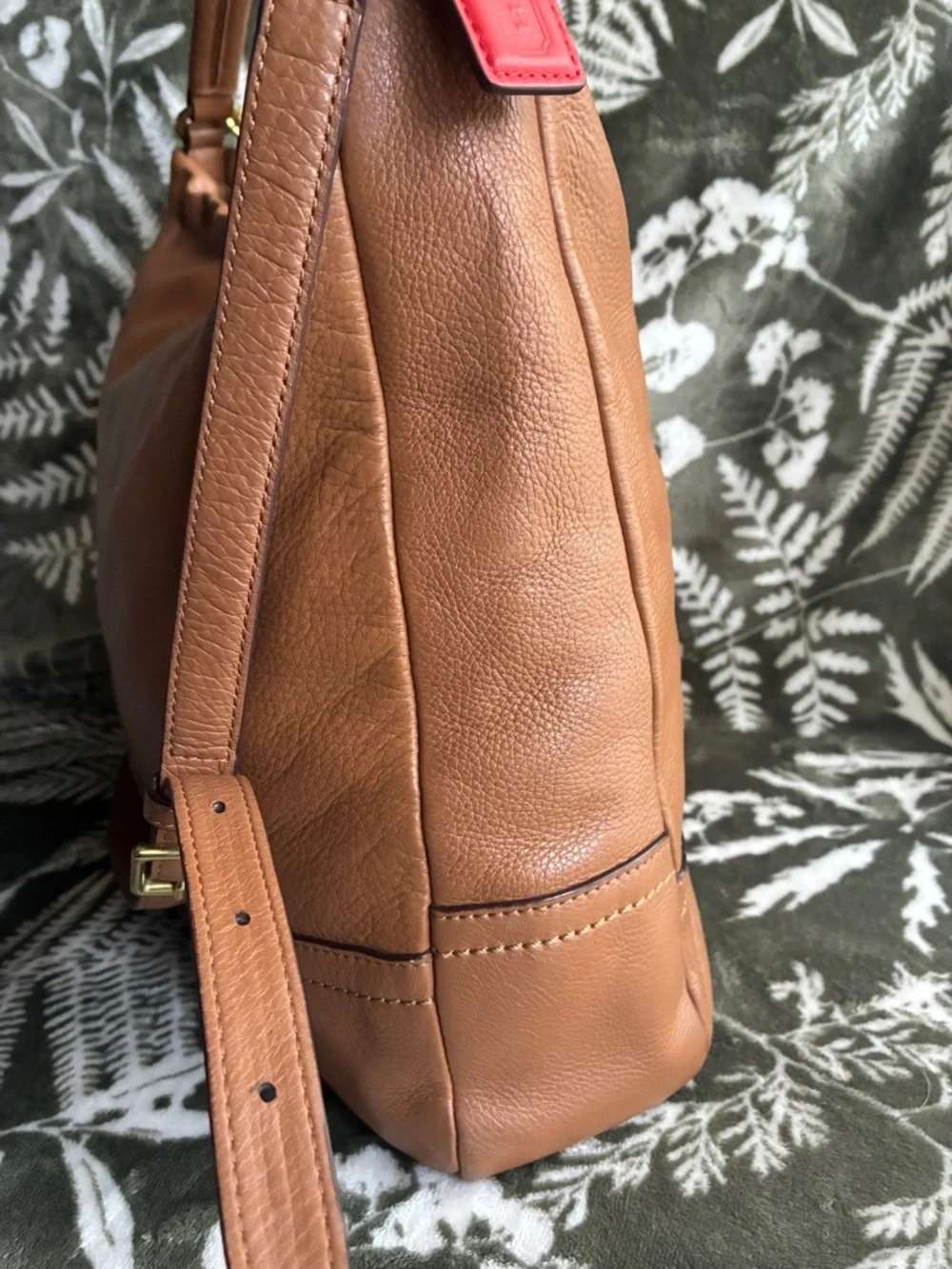 Coach Pebbled Leather Shoulder Bag in Cognac